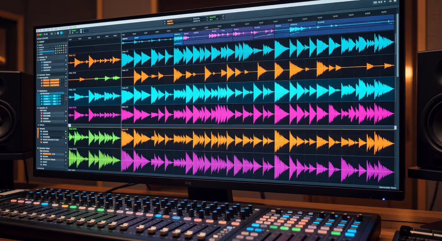 Digital audio workstation interface with multiple recording tracks