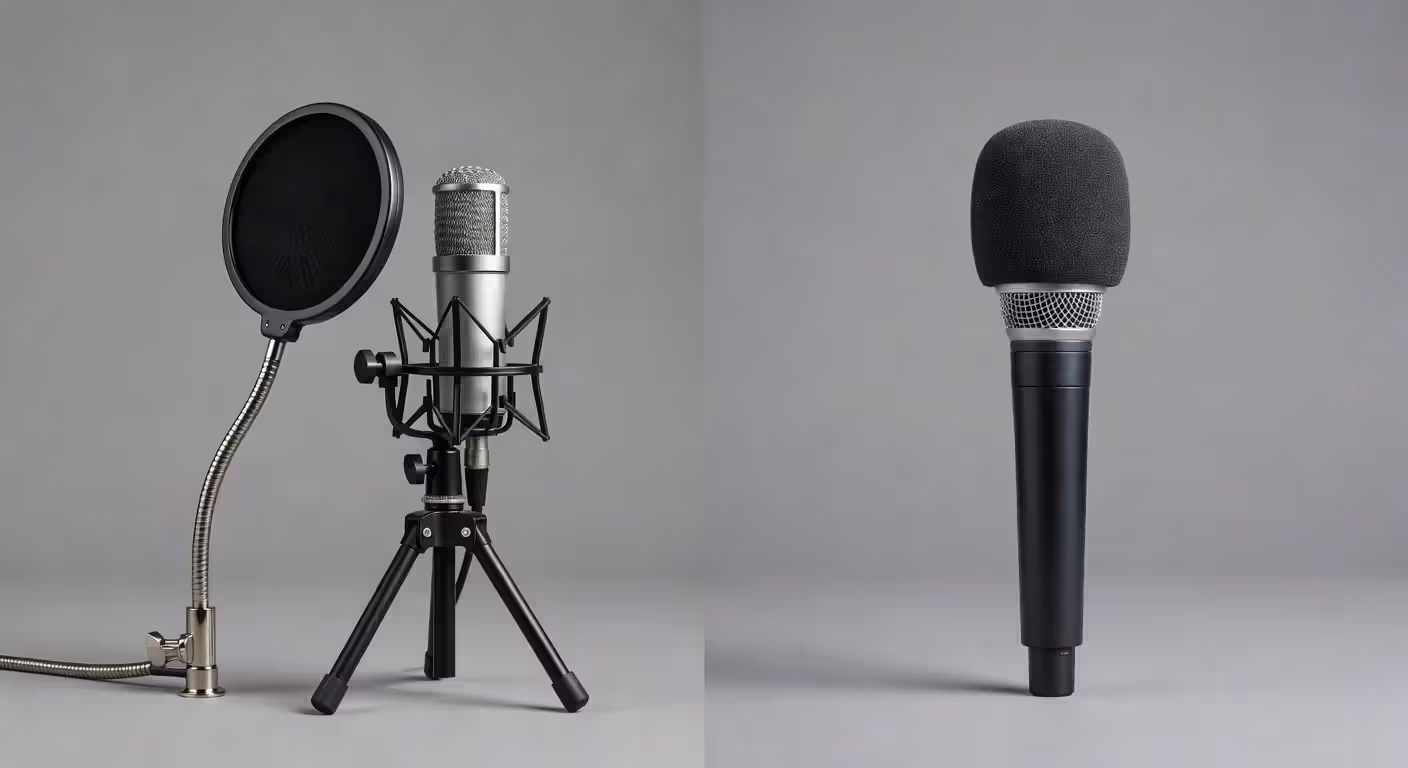 Pop filter and windscreen side by side comparison