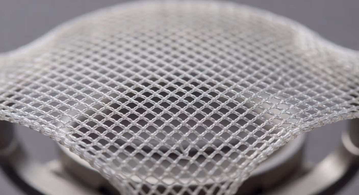 Close-up of nylon pop filter mesh material