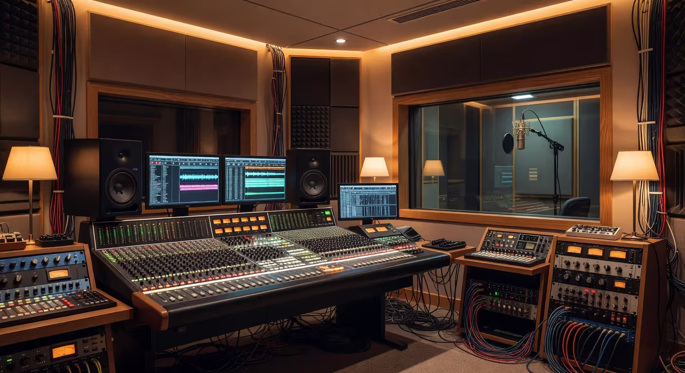 Professional studio setup for album recording session