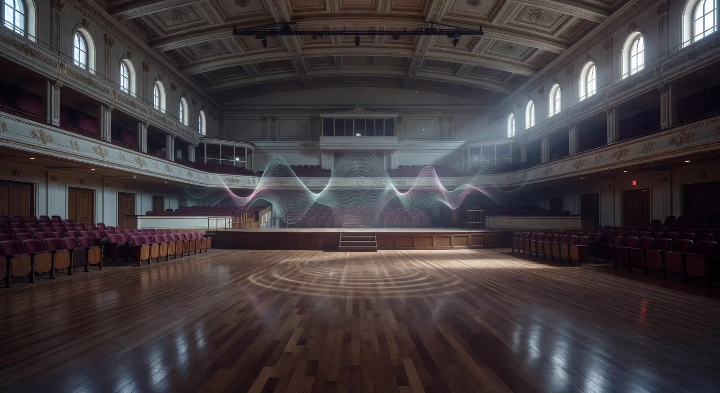 Concert hall interior showing acoustic reflection patterns