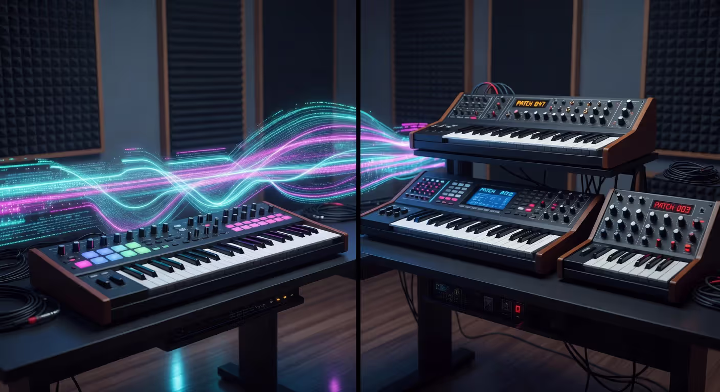 MIDI program change signal flow from controller to multiple synthesizers