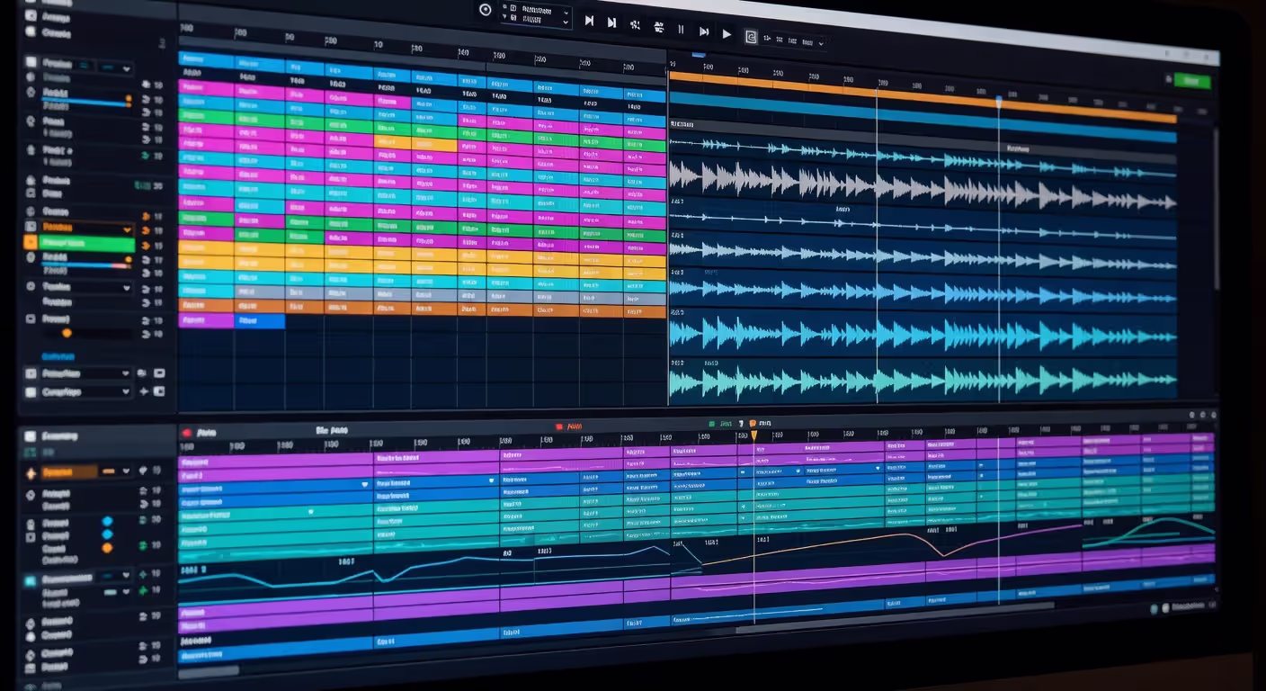 MIDI melody editing in digital audio workstation with AI-generated patterns