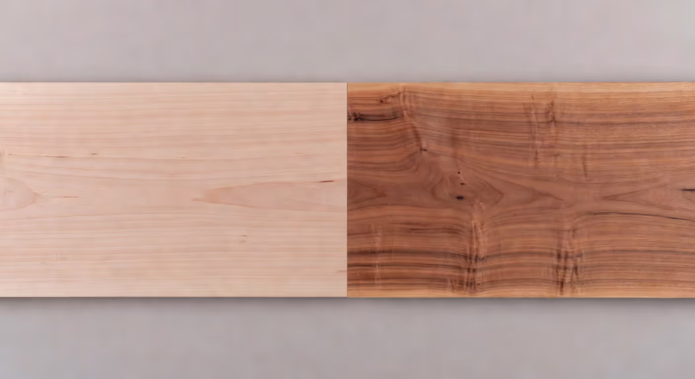Okoume and mahogany tonewood grain comparison