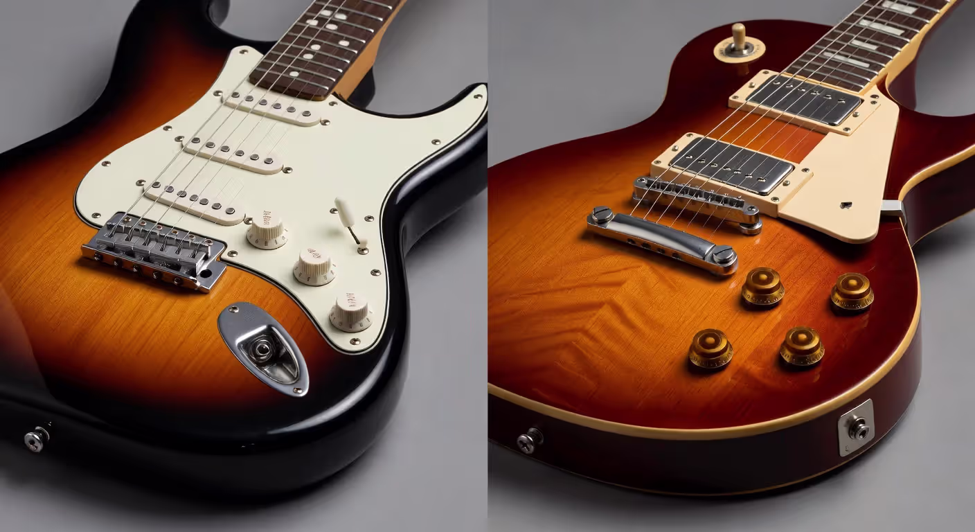Comparison of five-way and three-way pickup selector switches on different electric guitars