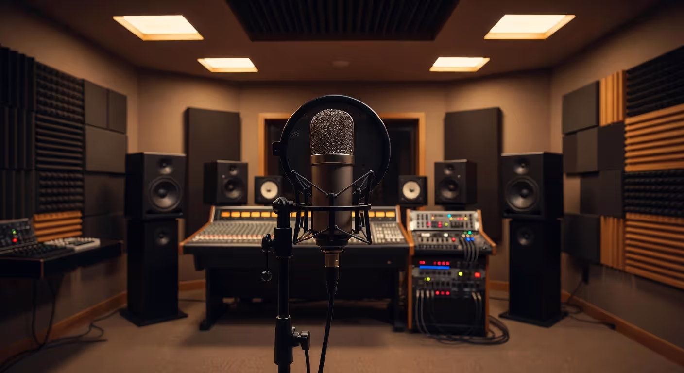 Professional recording studio setup for vocalists