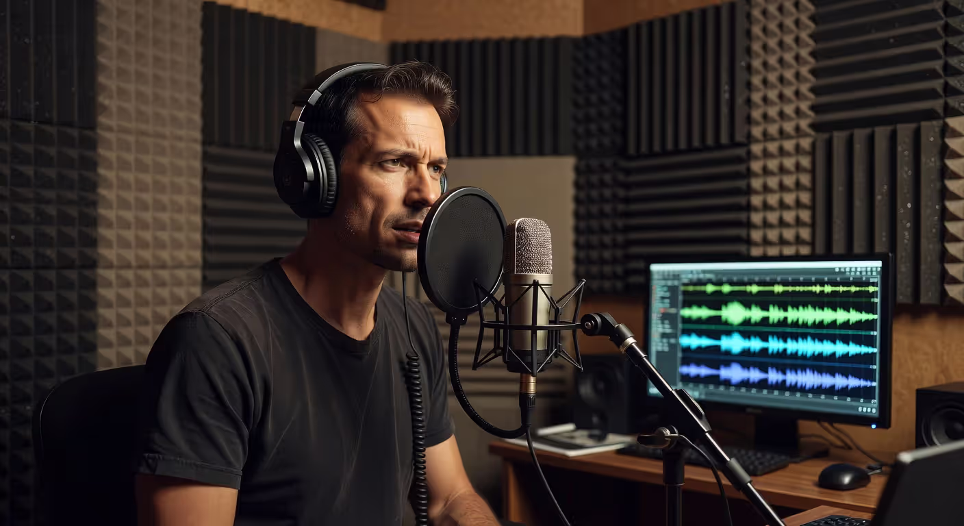 Professional songwriter recording high-quality vocal demo