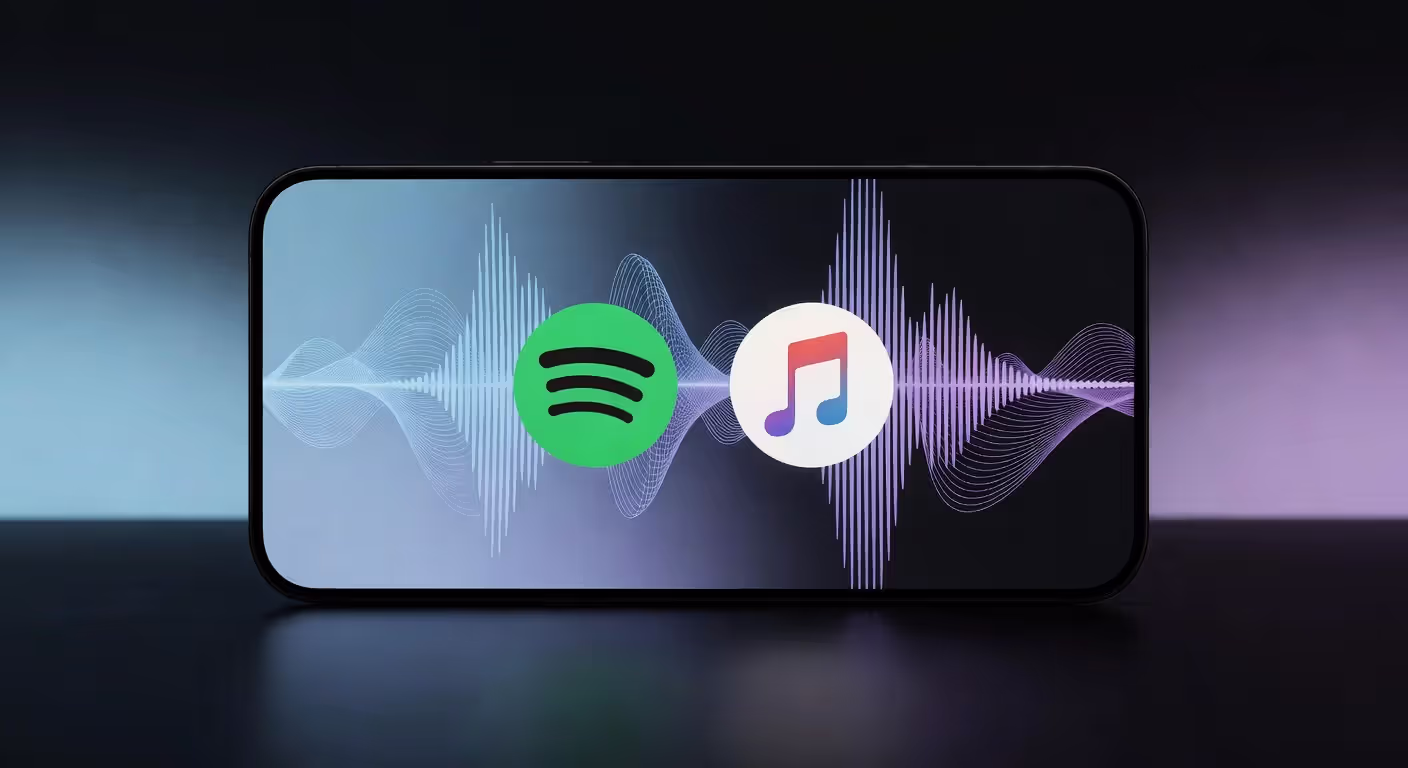 Spotify and Apple Music streaming platforms on mobile device