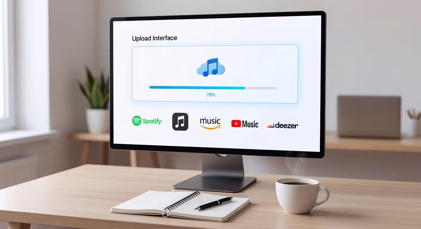 Music distribution platform dashboard interface for uploading tracks to streaming services