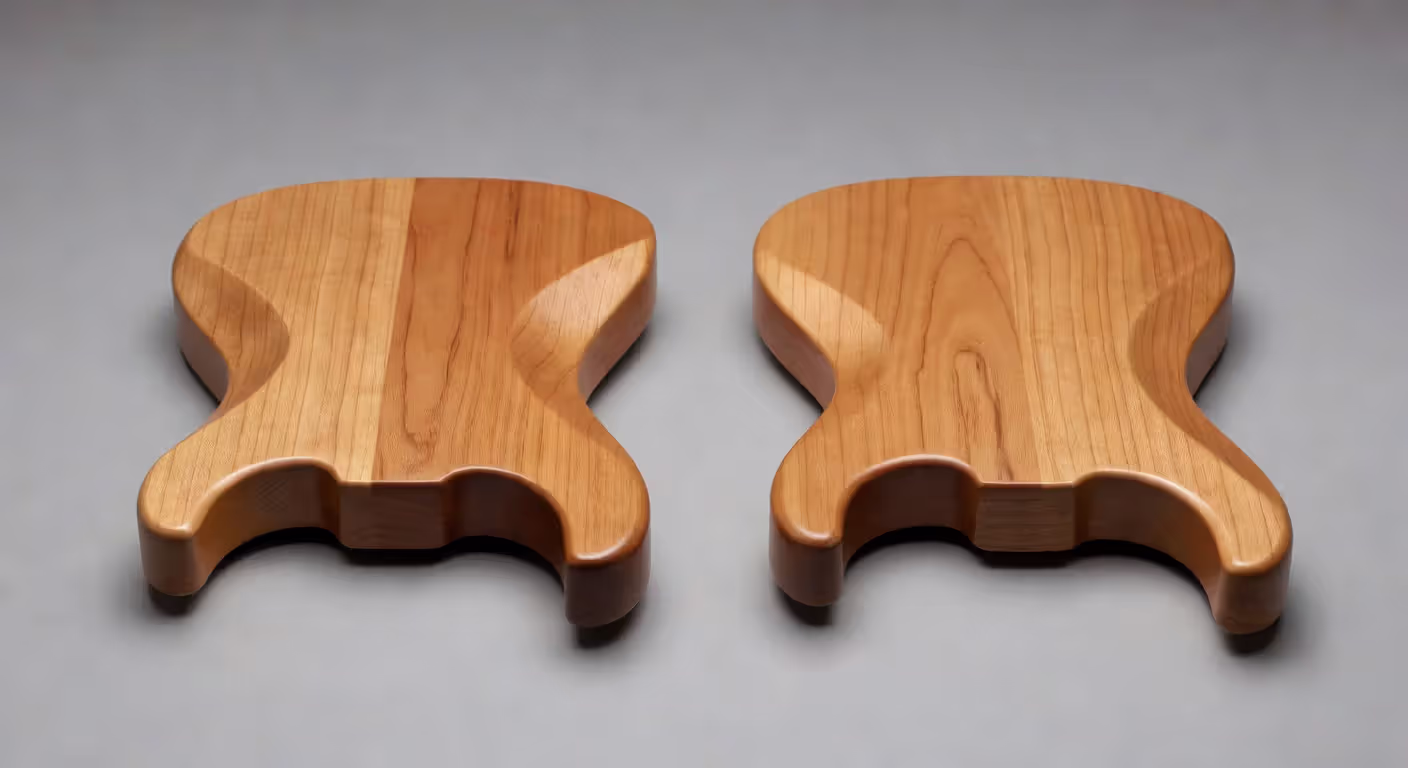 Offset guitar body design compared to standard guitar shape