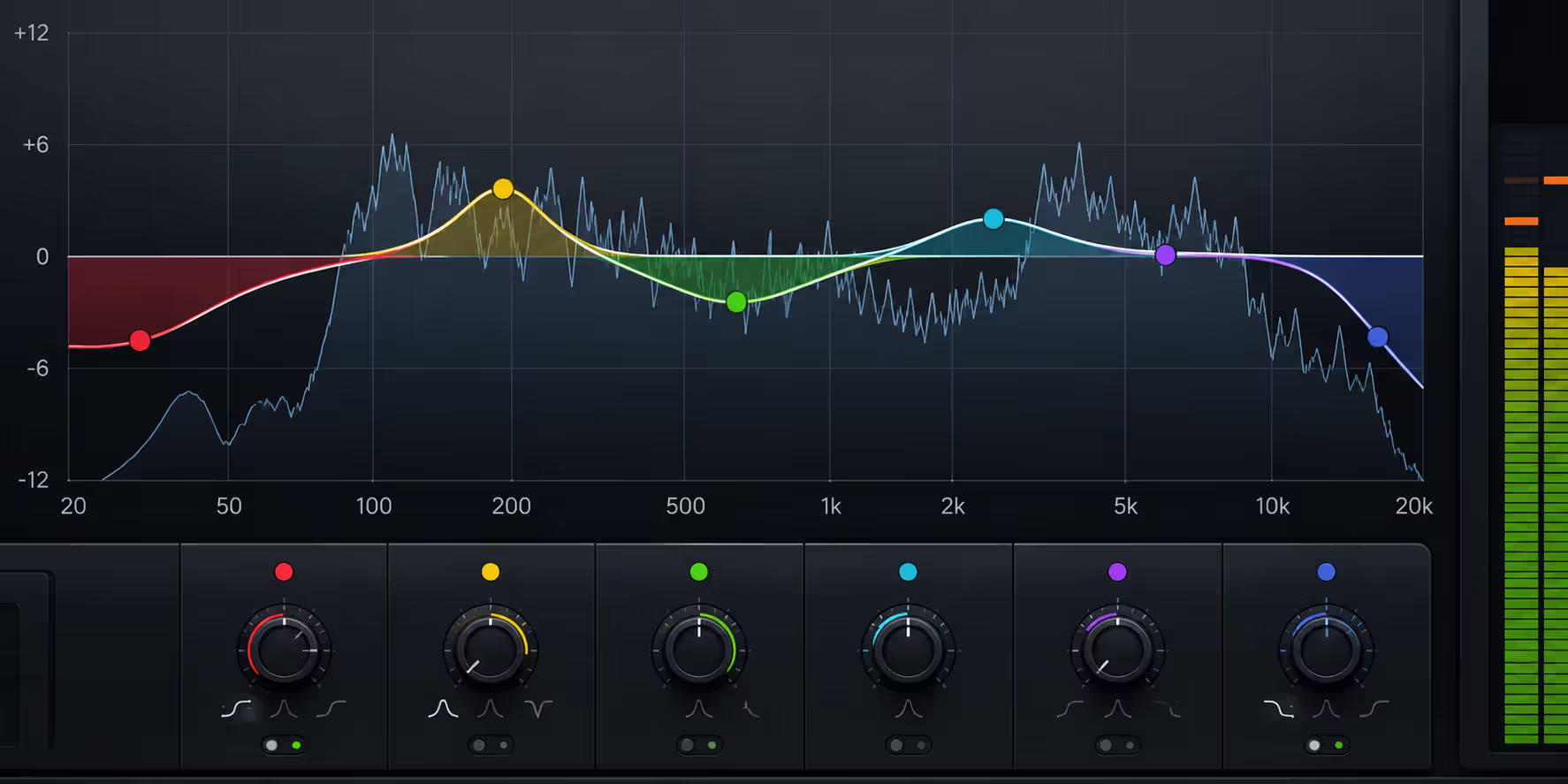 Metal guitar frequency response EQ curve visualization