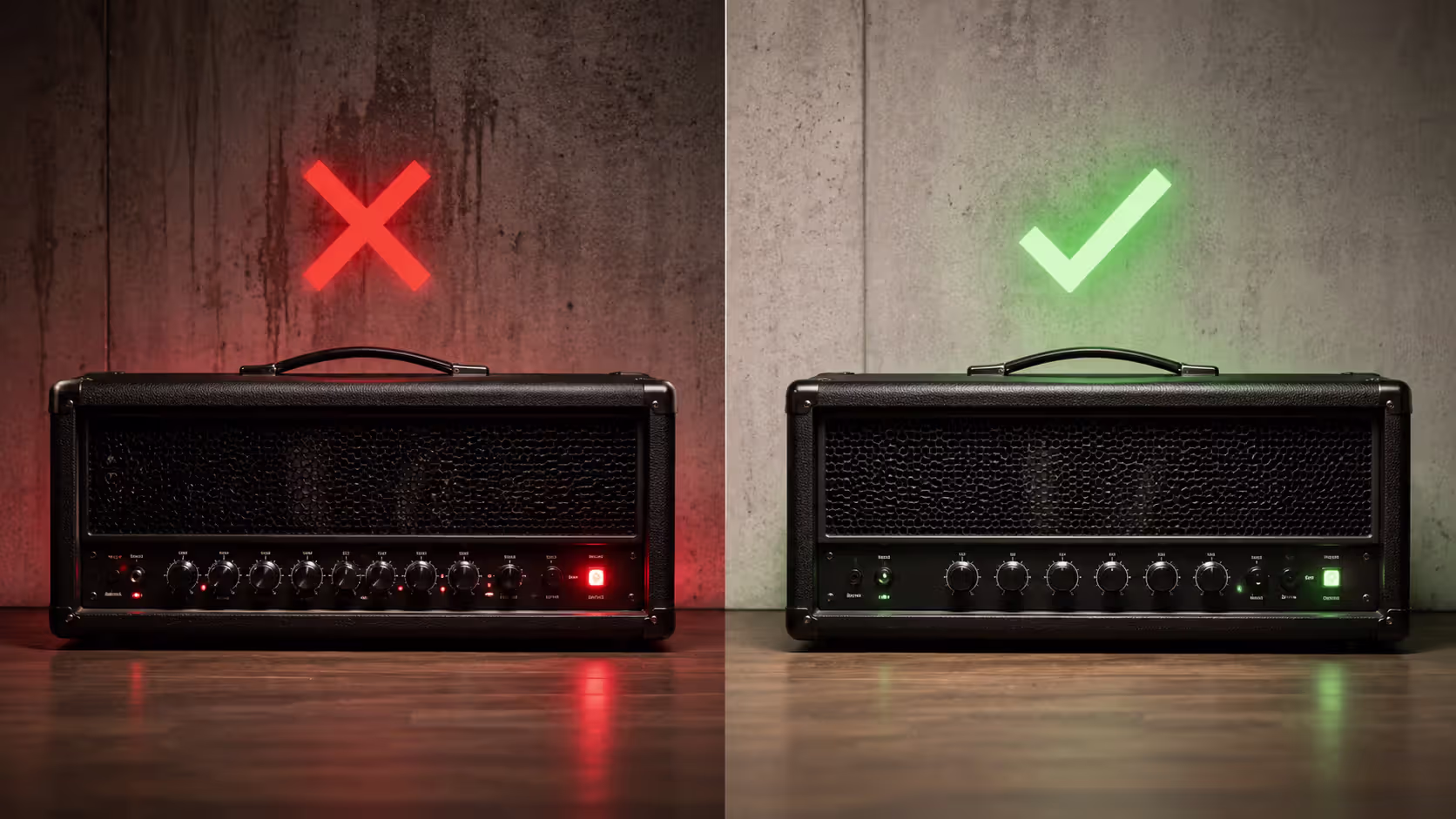 Comparison of poor versus optimal metal amp settings
