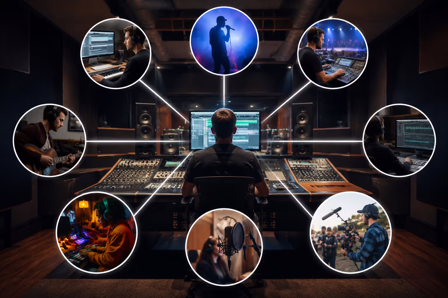 Visual representation of different audio and sound engineering career paths and specializations
